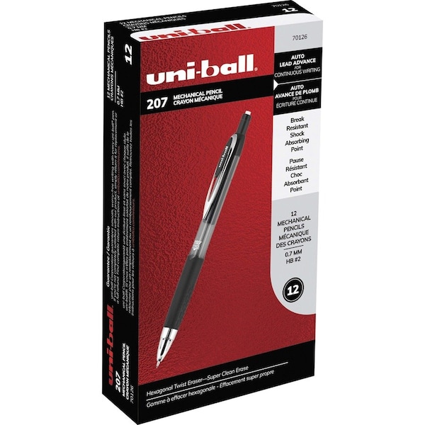 Mechanical Pencils, 207, 0.7mm, 12/DZ, Black Barrel, PK12
